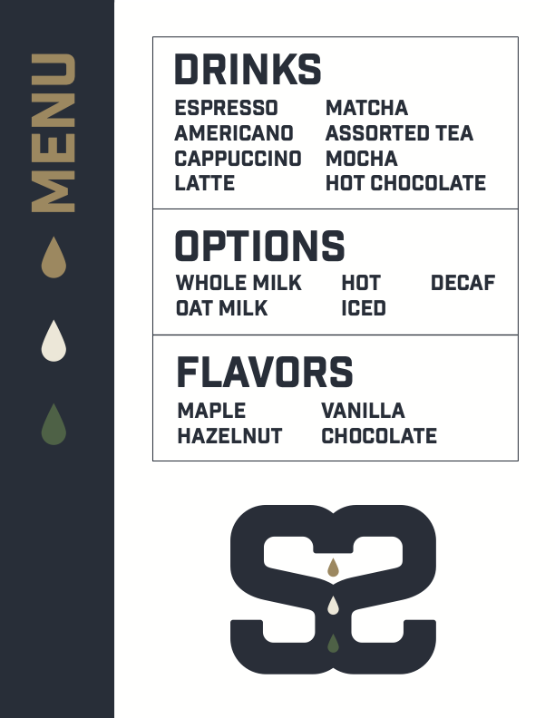 Side by Side Coffee menu board