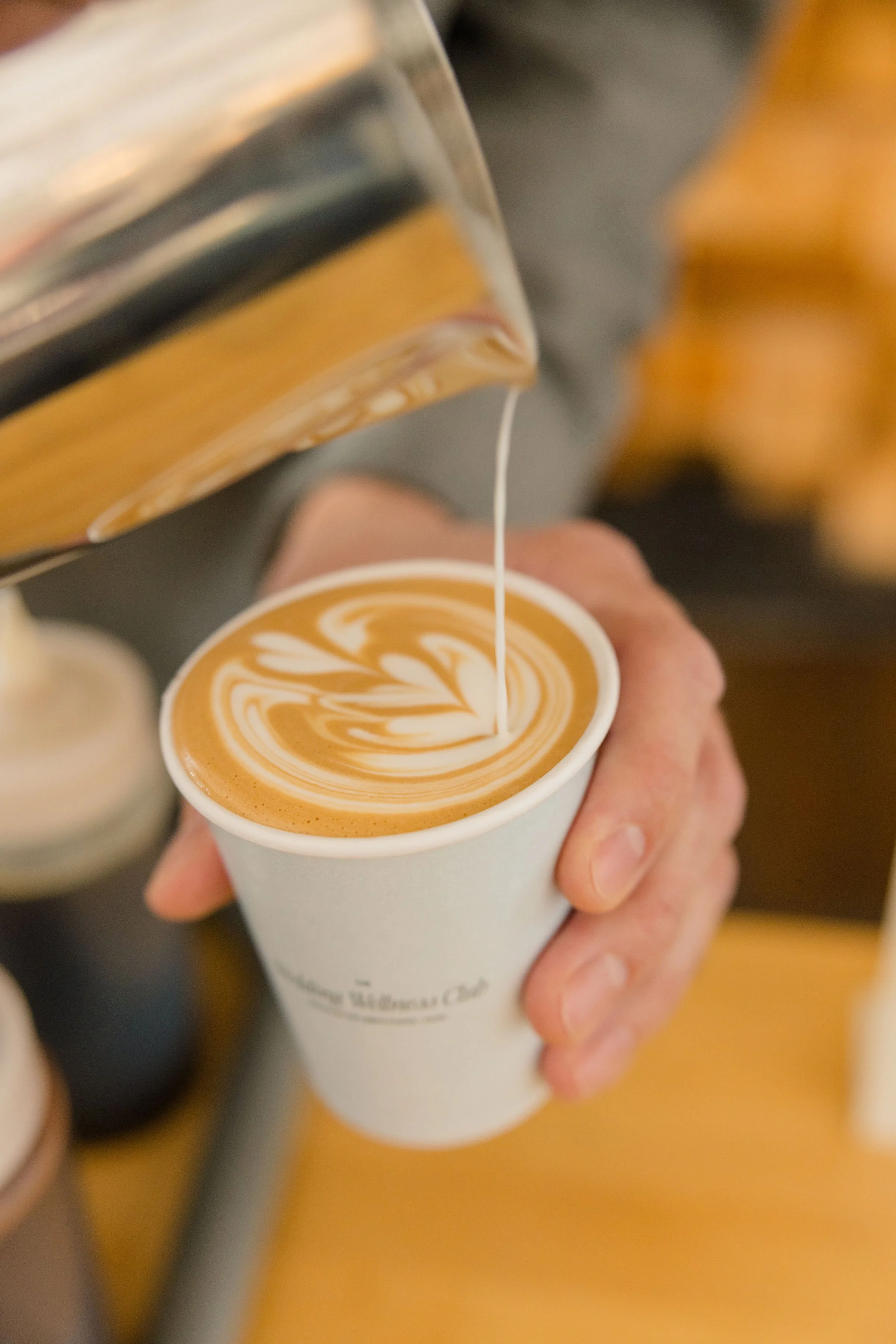 Coffee catering setup in a Waltham corporate campus lobby